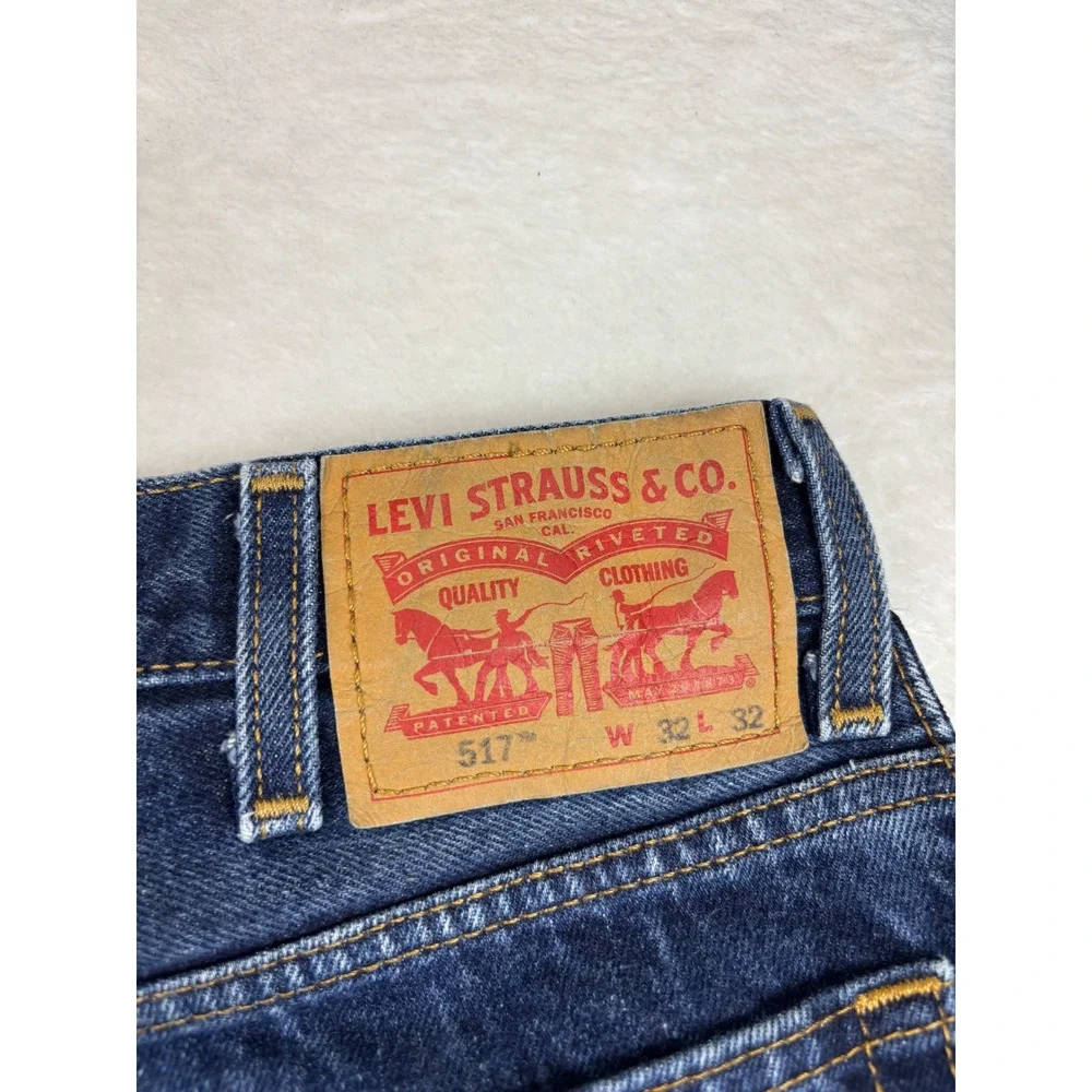 Levis 517 Mens 32x32 Bootcut Jeans Dark Indigo Western Wash Vintage Style Denim